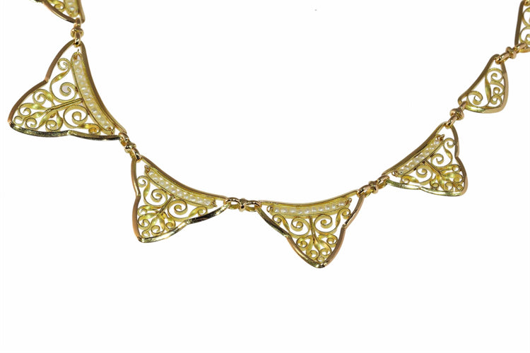 Collier Une cascade de nœuds : collier victorien en or et perles 58 Facettes 24086-0039