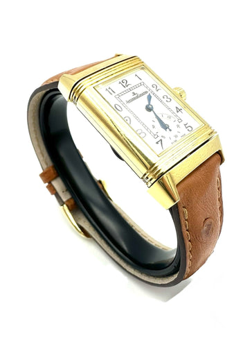 Montre JEAGER_LECOULTRE. Collection "REVERSO DUETTO", montre de dame en or jaune 58 Facettes