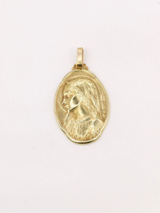 Pendentif DROPSY - Médaille Art Nouveau or jaune Vierge Marie 58 Facettes J489