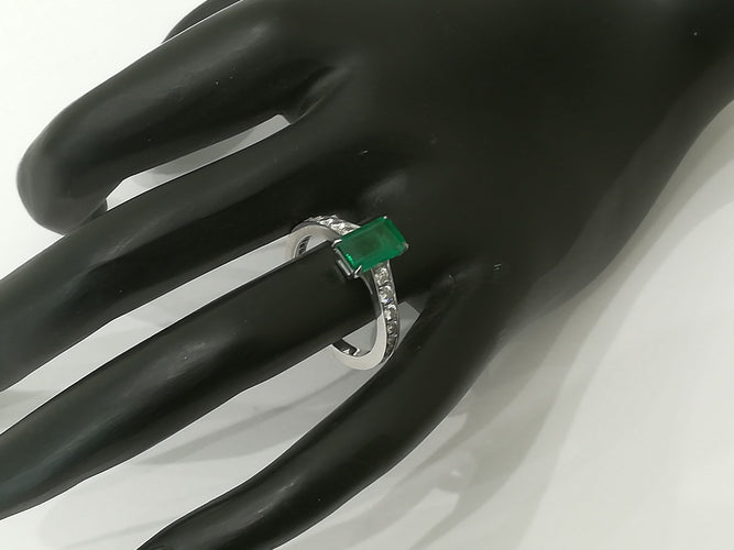 Bague 53 Bague Emeraude Diamants Or Blanc 58 Facettes