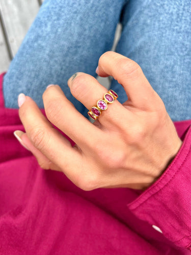 Bague 51 Bague or jaune saphirs roses 58 Facettes 1