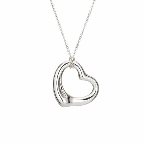 Collier Tiffany & Co 22mm Open Heart Necklace Medium Sterling Silver Estate Signed 58 Facettes G13560