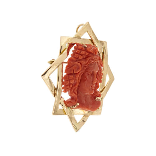 Pendentif Broche pendentif en or rose avec corail 58 Facettes 35138