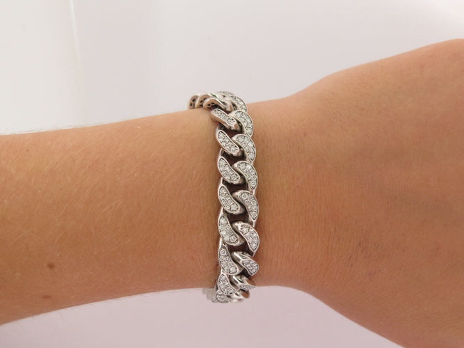 Bracelet bracelet EDOUARD NAHUM gourmette diamants 3.12ct en or blanc 18k 58 Facettes 269762