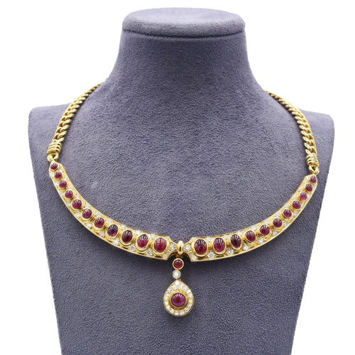 Collier Collier en or jaune avec diamants et rubis 58 Facettes