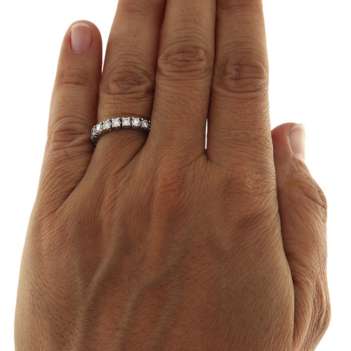 Bague 53 Bague d'éternité en or blanc avec diamants taille brillant de 1,73 ct 58 Facettes G3826