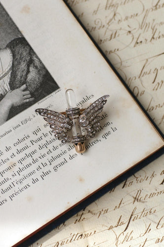 Broche Broche ancienne Ailes, diamants et cristal de roche 58 Facettes