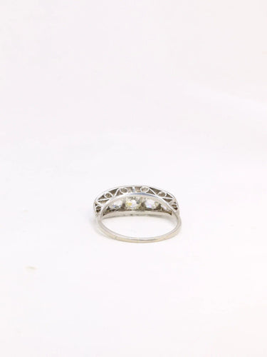 Bague 57 Bague jarretière Belle Epoque platine diamants taille ancienne 58 Facettes J302