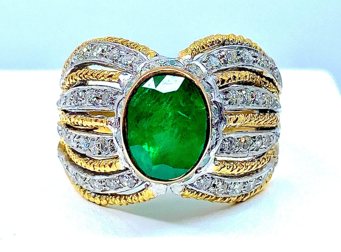 Bague 58 Bague 2 Ors Emeraude Diamants 58 Facettes AB228