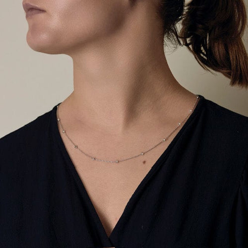 Collier 52cm Chaîne or blanc serti de 16 diamants 58 Facettes 58_f68