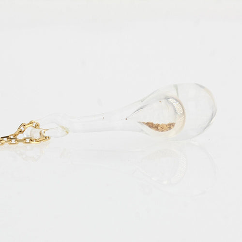 Collier Chaîne en or et son pendentif en verre et paillettes dorées 58 Facettes 21-268