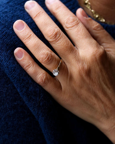 Bague 53 Bague Solitaire Deux Ors Diamant 58 Facettes A11556