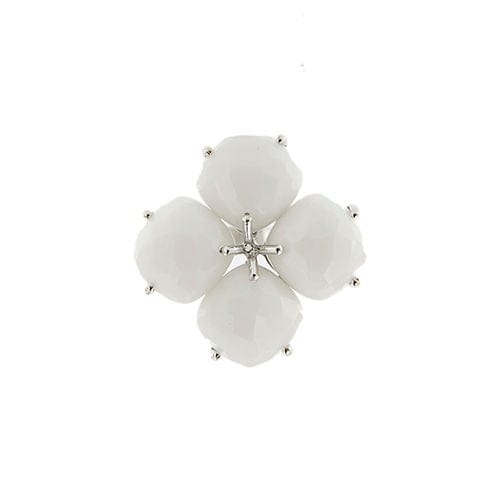 Blomster-ring med hvid onyx 