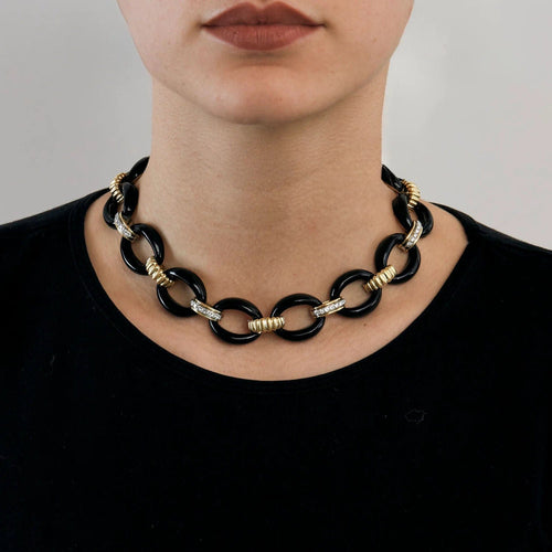 Collier COLLIER VINTAGE OR & ONYX 58 Facettes BO/230055