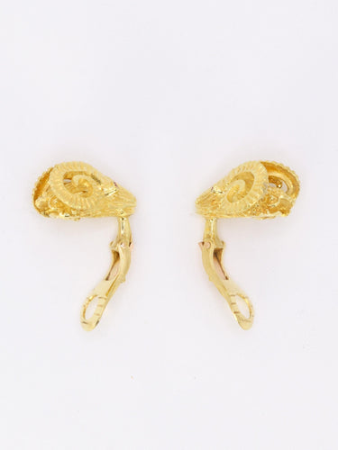 Boucles d'oreilles LALAOUNIS (Att. à) Clips d'oreilles tête de belier or jaune rubis 58 Facettes 1034.3