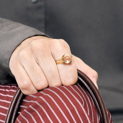 Bague 52,5 Bague or jaune et cristal de roche 58 Facettes MON0862