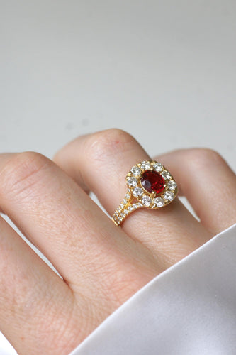 Bague 53 Bague Marguerite spinelle entourage diamants 58 Facettes