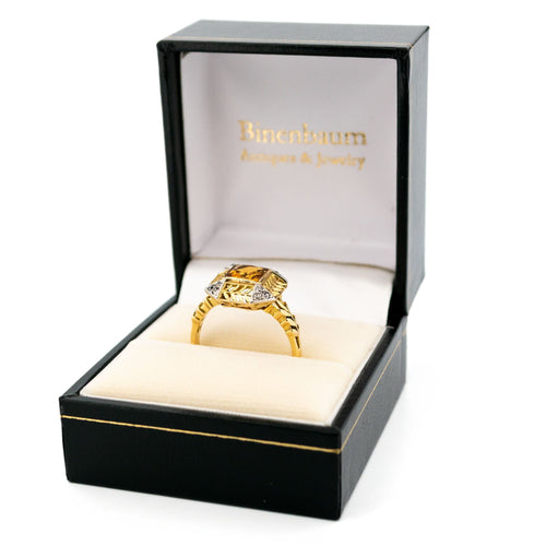 Bague 56 Bague en or jaune 18 carats avec diamants et citrine 58 Facettes CEDA8EA58E454F38BA09236B835669E4