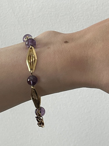 Bracelet Bracelet Ancien Or Jaune Filigrané Améthystes 58 Facettes LOT 6596