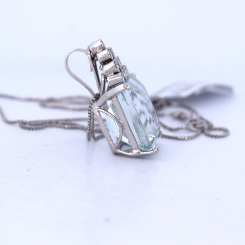 Pendentif Pendentif en or blanc avec aigue-marine 58 Facettes