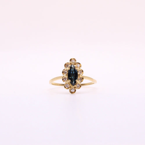 Bague 52 Bague marquise saphir et diamants or jaune 58 Facettes