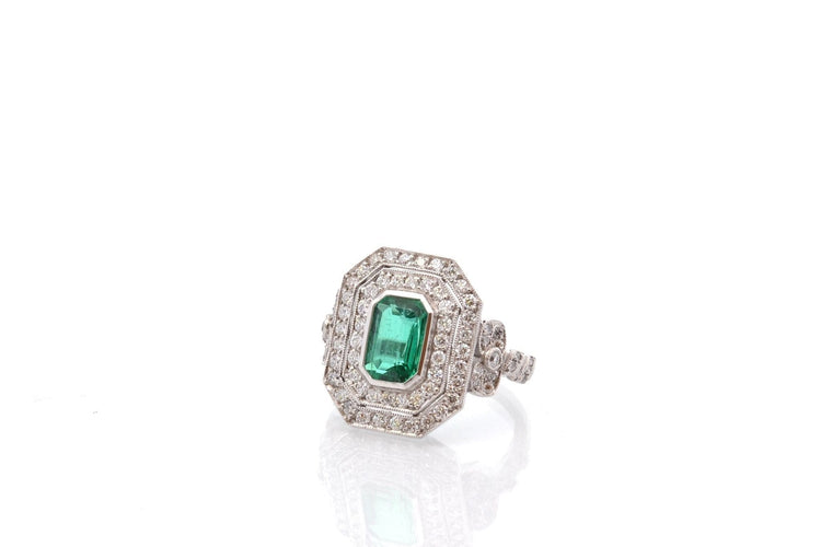 Bague 53 Bague émeraude de 1,70cts et diamants 58 Facettes 26871-26634