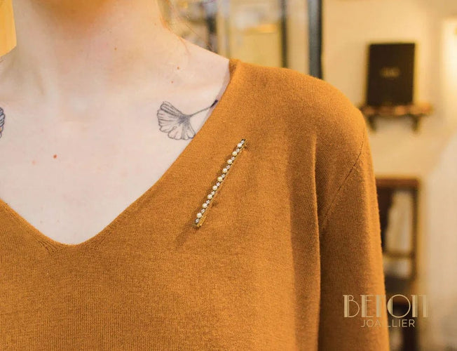 Broche Broche Barrette Art Déco Platine Perles Fines 58 Facettes A9166