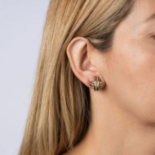 Boucles d'oreilles Boucles d'oreilles vintage Tiffany & Co c1990 Signature X Croix en argent sterling or 18 carats 58 Facettes G13152