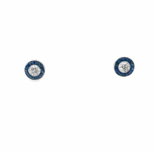 Platinum, Sapphire & Diamond Studs 58 Facettes UN0078