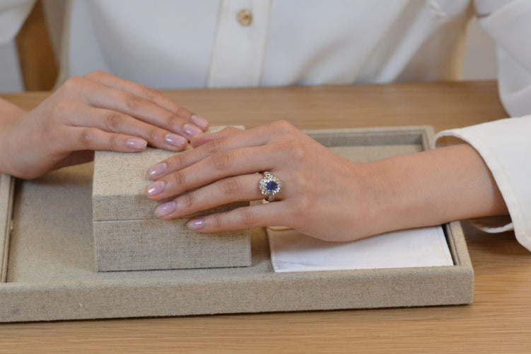 Bague 55 Bague ancienne 1900 saphir et diamants 58 Facettes 26661-26649