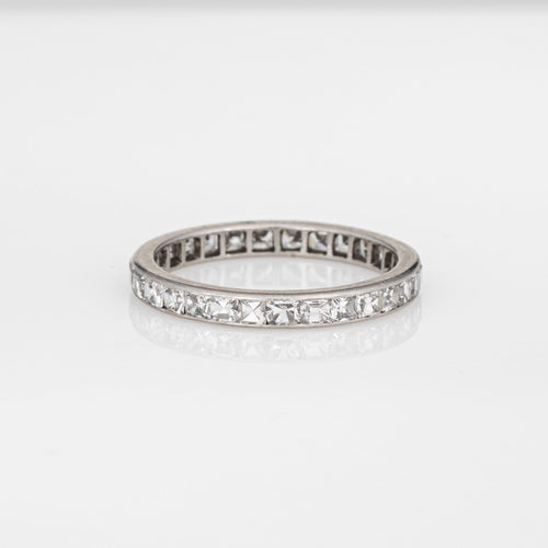 Bague 48.5 Bague d'éternité ancienne française en platine et diamants 58 Facettes G14048