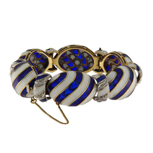 Bracelet Bracelet en or jaune avec émail et diamants 58 Facettes G3843