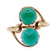 Bague 53 Bague toi et moi vintage or jaune cabochons de chrysoprases 58 Facettes A05751