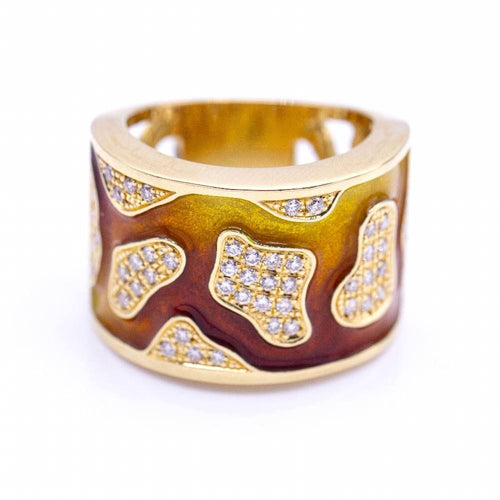 Bague 54 FIREMOON ring in gold and enamel 58 Facettes N102892