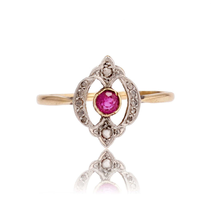 Bague 58 Bague ancienne rubis et diamants taillés en rose 58 Facettes 22-001