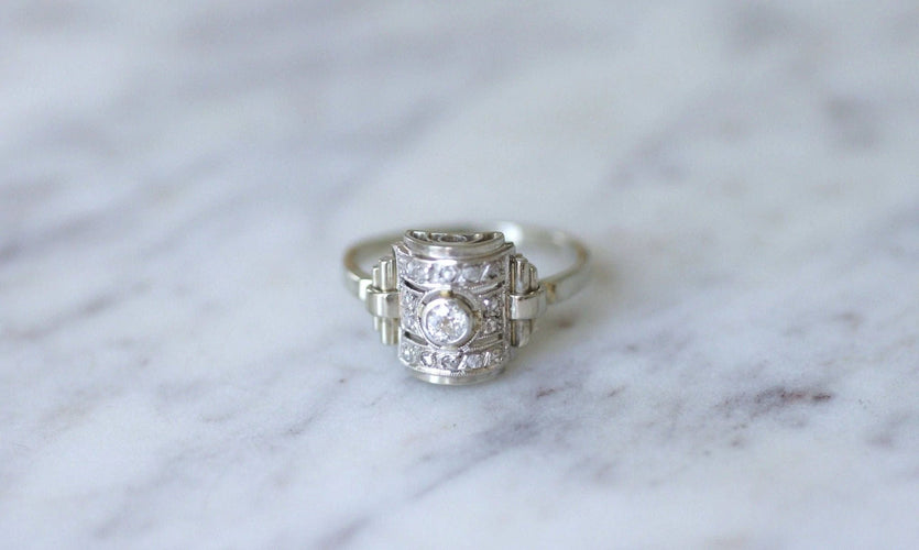 Bague 58 Bague dôme Art Déco diamants 58 Facettes