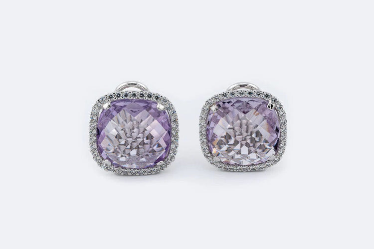 Boucles d'oreilles Oro Bianco Orecchini in oro bianco con ametiste e diamanti 58 Facettes ORC52