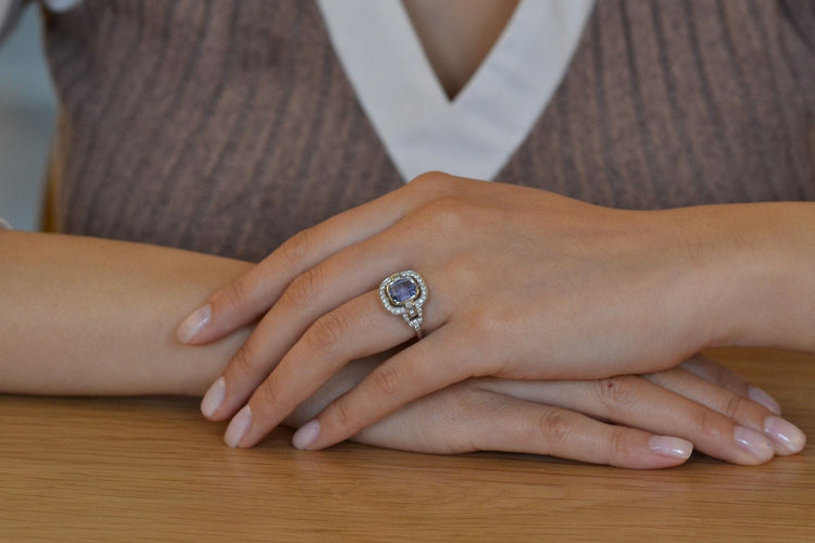 Bague 53 Bague vintage saphir de 3,46cts et diamants 58 Facettes 25831-27264