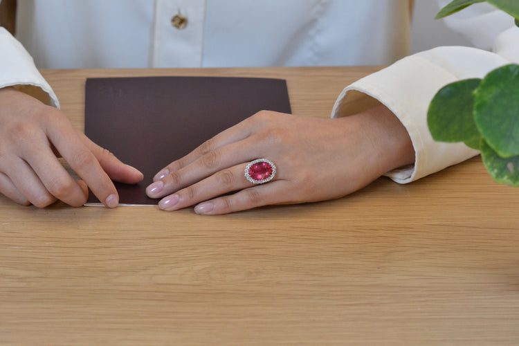 Bague 53 Bague tourmaline de 10,87cts et diamants 58 Facettes 25878-26585