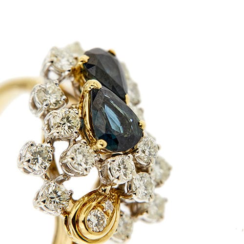 Bague Bague deux ors avec saphirs et diamants 58 Facettes 37834