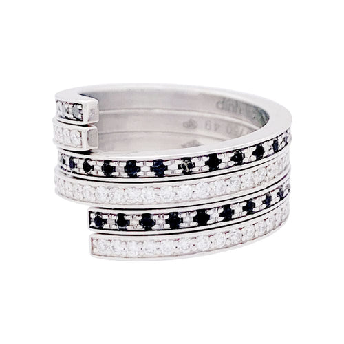Bague 49 Bagues Dinh Van, "Spirale", or blanc, diamants et diamants noirs. 58 Facettes 33692