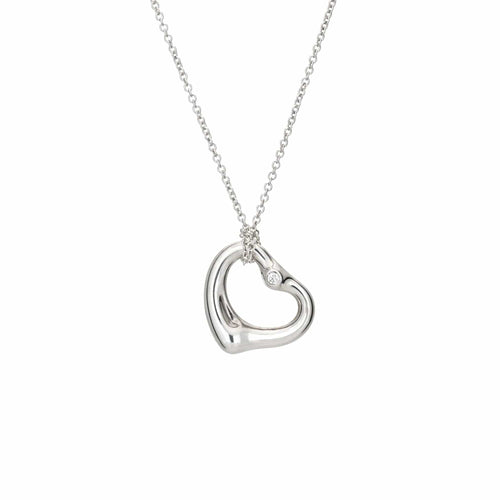 Collier TIFFANY & Co - Collier en argent sterling avec diamants en forme de cœur ouvert 58 Facettes G13568