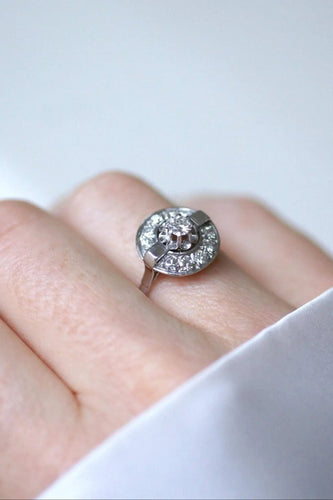Bague 55.5 Bague Cible Art Déco Or Blanc Platine Diamant 58 Facettes