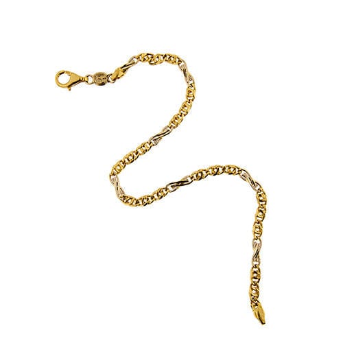Herenarmband in twee goudsoorten, Schakel vogelogen 