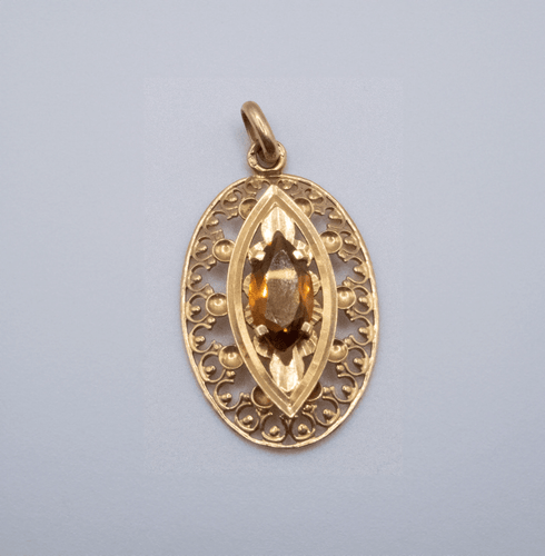 Collier Pendentif Marquise Or Jaune & Saphir 58 Facettes