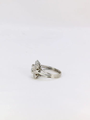 Bague 52 Bague marguerite or blanc platine diamant carré taille ancienne 58 Facettes J208