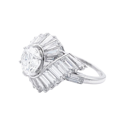 Bague 56 Bague platine diamant 2,51 ct entourage baguette. 58 Facettes 32596