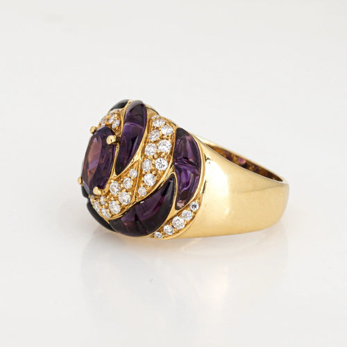 Bague 53 Bague diamant améthyste vintage or jaune calibre taille tourbillon 58 Facettes G13416