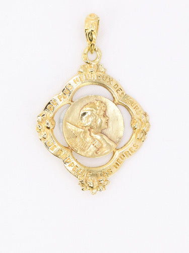 Pendentif AUGIS Médaille Art Nouveau "Du plus heureux des jours je rappelle les heures" 58 Facettes 1153.7