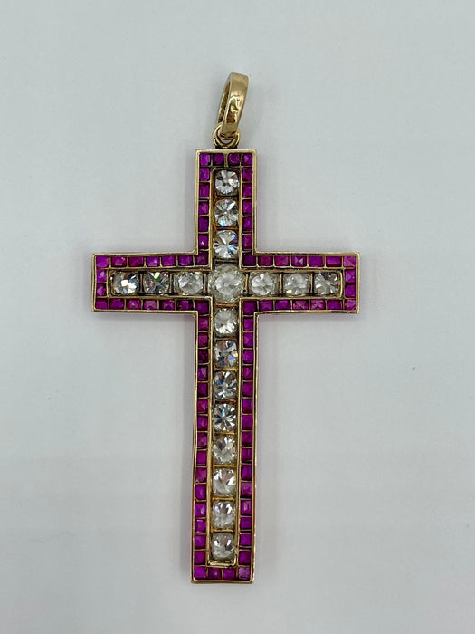 Pendentif Croix Diamants Rubis 58 Facettes 36601015